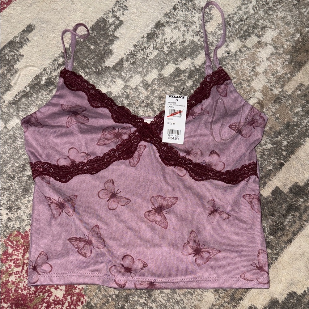 Tilly's Pink Butterfly Lace Trim Chemise